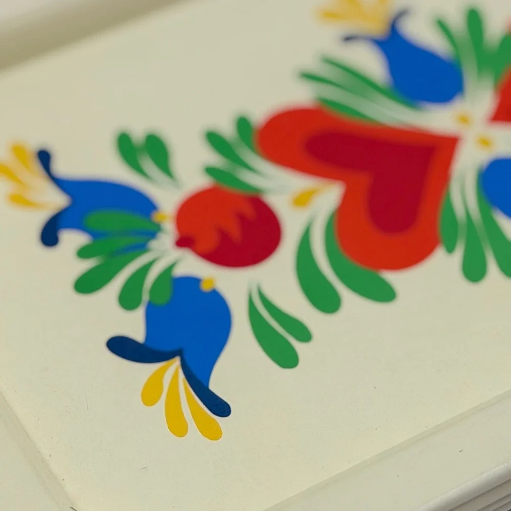 Vintage Scandinavian Folk Art Metal Trays Set of 4 Hearts Tulips Rosemaling MCM